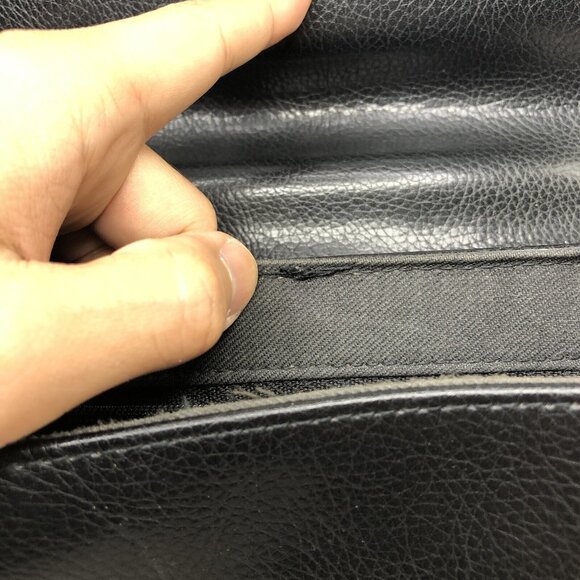 Vtg Carryland USA Leather Purse Black Brown Shoulder Crossbody Bag Woven Handle - Picture 13 of 13